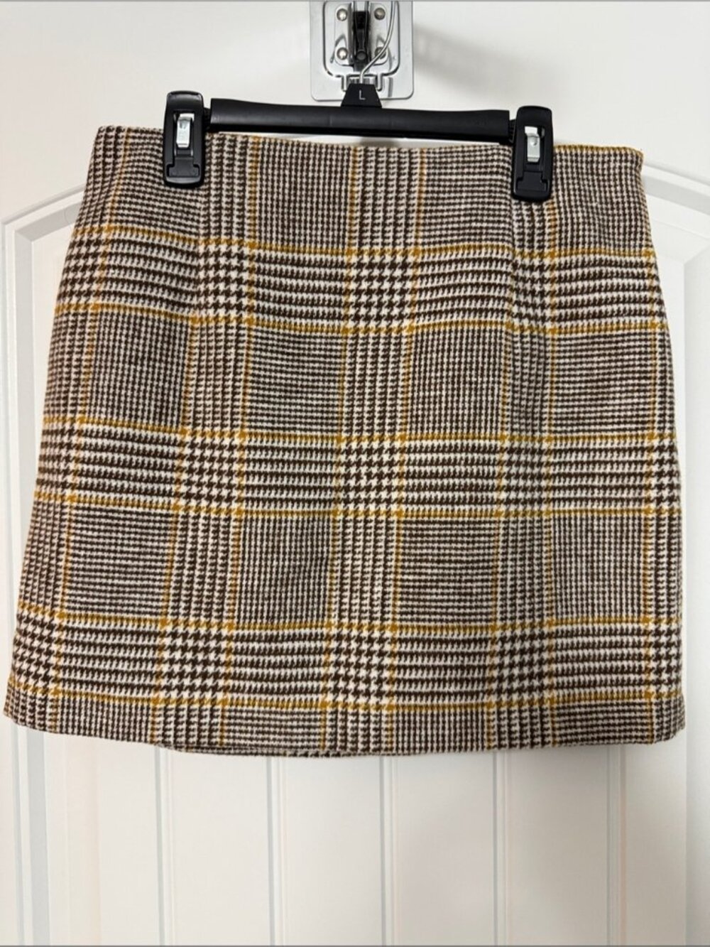 Brown and Yellow Plaid Mini Skirt
